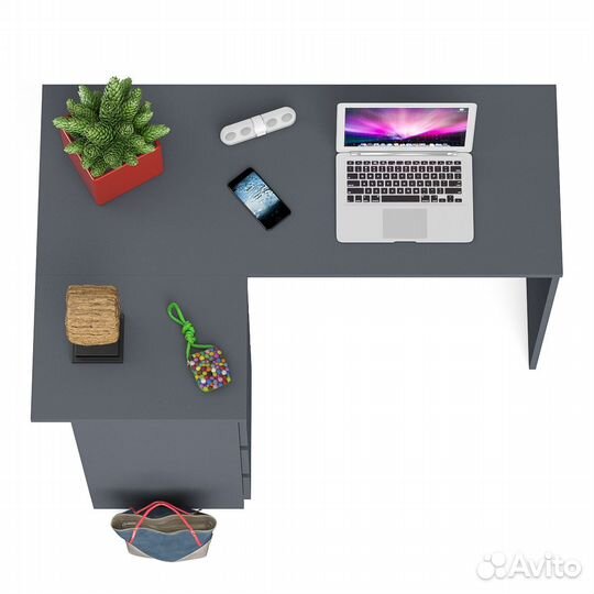 Угловой компьютерный стол Мори мс-16 левый графит, 124,4х84,9х76,6 см, ящики слева, не универсальная