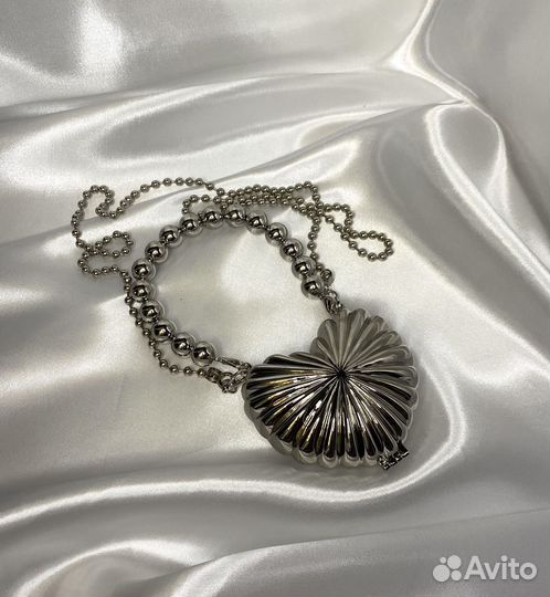 Сумка сердце серебряная металлическа