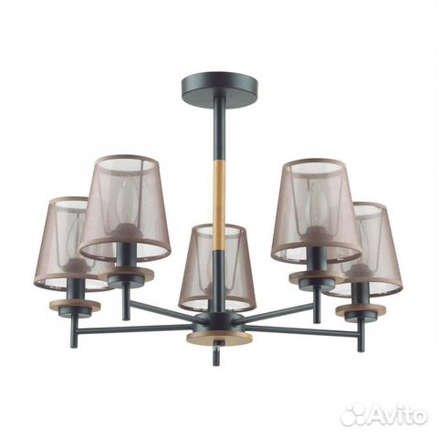 Люстра металл и текстиль в спальню современная