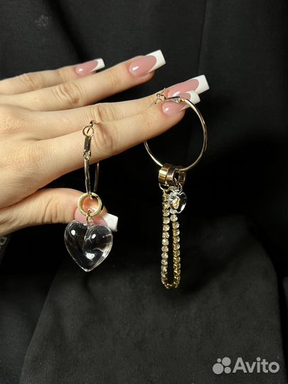 Серьги кольца с подвесками