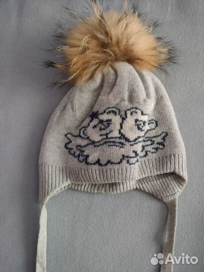 Шапка 6-12 мес. Из натуральной шерсти