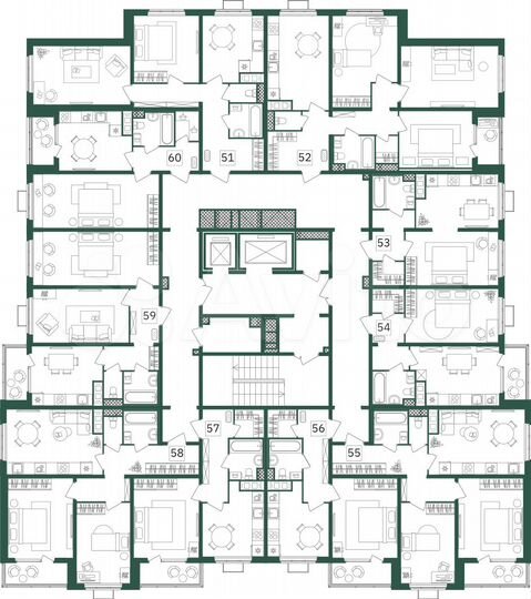 2-к. квартира, 56,8 м², 7/19 эт.