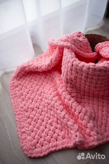 Плед детский вязаный ручная работа 80*100