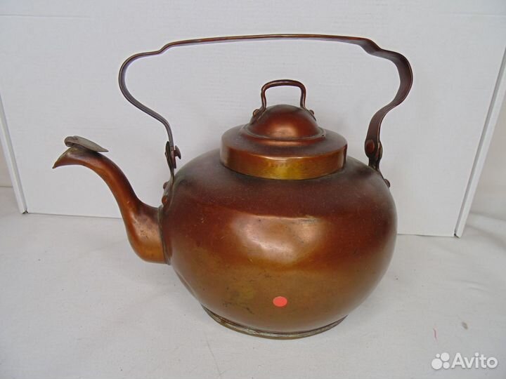 Антиквариат из Европы. Стар чайник Медь 25 см