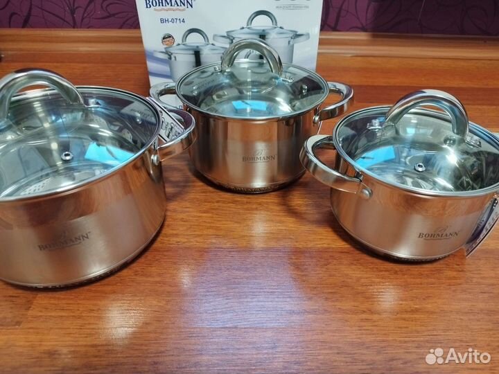 Набор новых кастрюль 2.9л 3.9л и 5л. Индукция