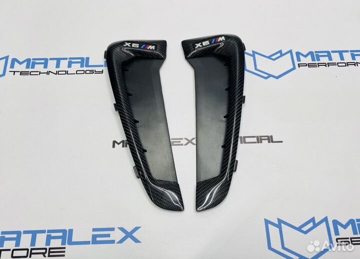 Жабры на крылья BMW X6 F16, карбон, стиль X6m