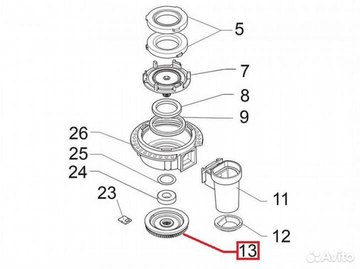 Шестерня мотора горизонтальной кофемолки saeco