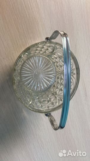 Винтаж.Вазочка.Сахарница стекло,мед.металал. СССР