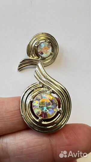 Крупные винтажные клипсы Sarah Cov с кристаллом AB