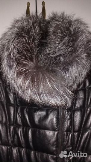 Кожаное женское пальто 46-48 размер