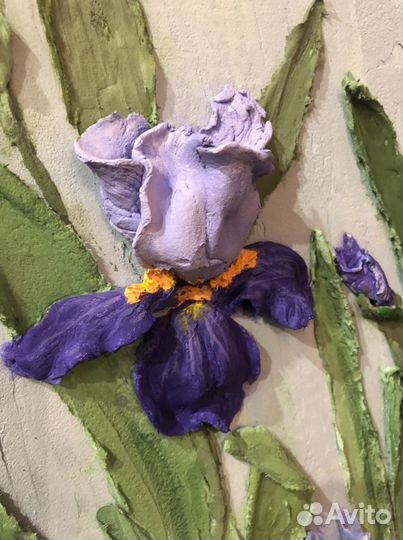 Картина «ирисы» скульптурная