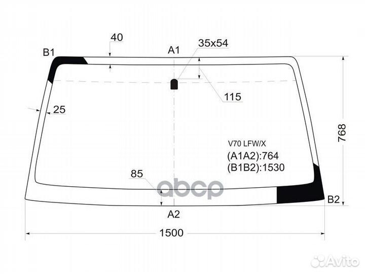 Стекло лобовое mitsubishi pajero 3/5D 99- V70 L
