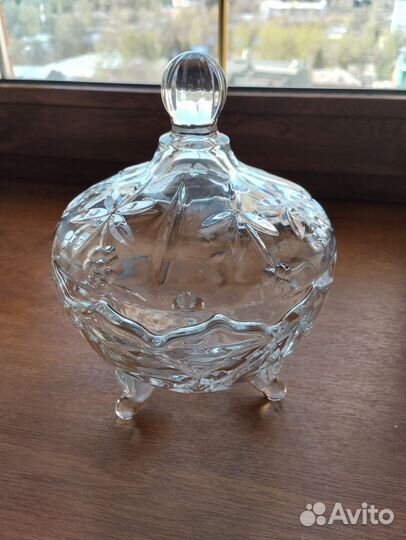 Конфетница стекло прозрачное новое