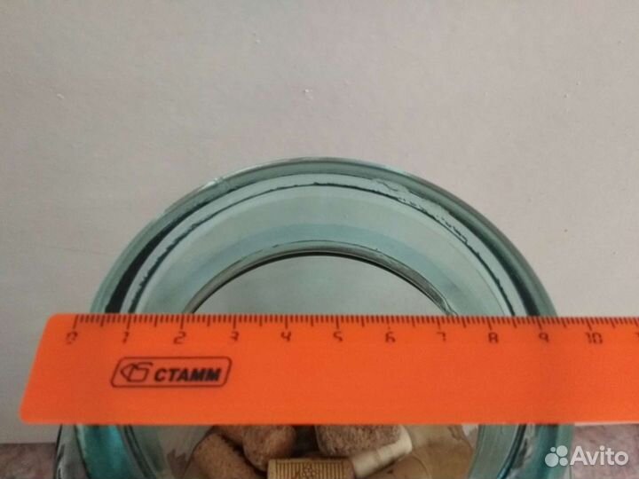 Ваза Крынка СССР Стеклянная Зеленое Голубое Стекло