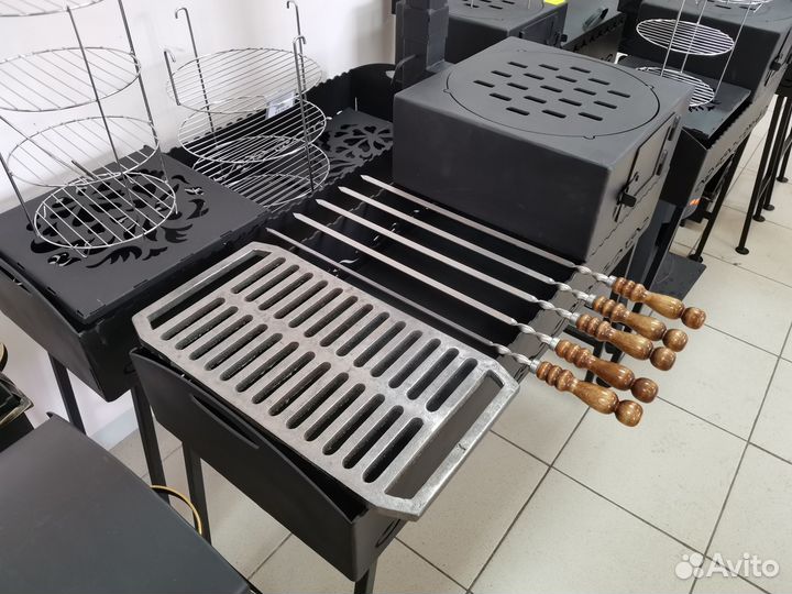 Мангал 90х33 с печью, сталь 3 мм, съемные ножки