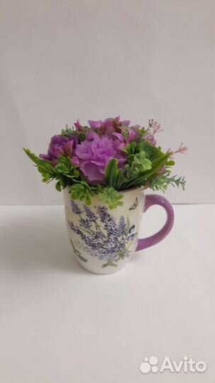 Букет в кружке из мыльных цветов