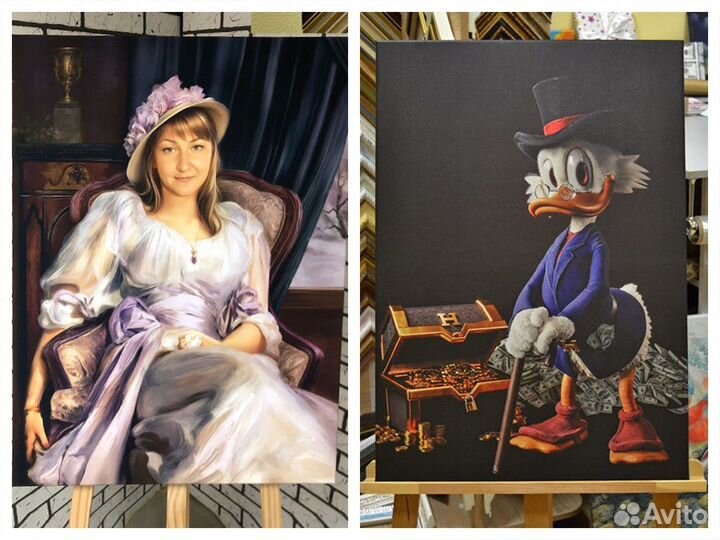 Портрет по фото. Картина на холсте. Шарж