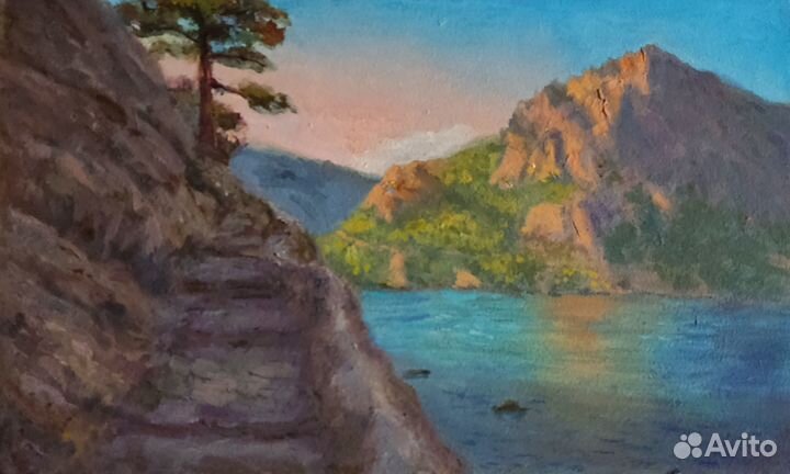 Картина маслом Крымский пейзаж Вид на гору Сокол