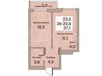 2-к. квартира, 37,1 м², 10/10 эт.