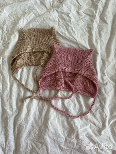 Пушистый чепчик с ушками