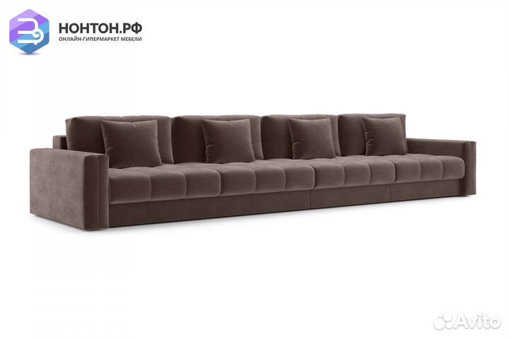 Диван прямой тик-так Монарх коричневый