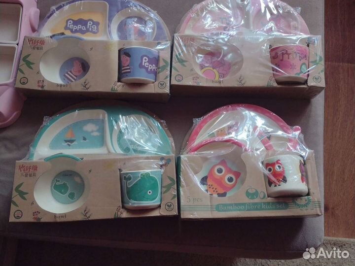 Набор детской посуды из бамбука