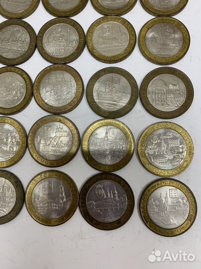 Монеты 10 рублей. Биметалл. Города. 36 штук