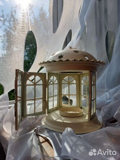 Подсвечник фонарь белый