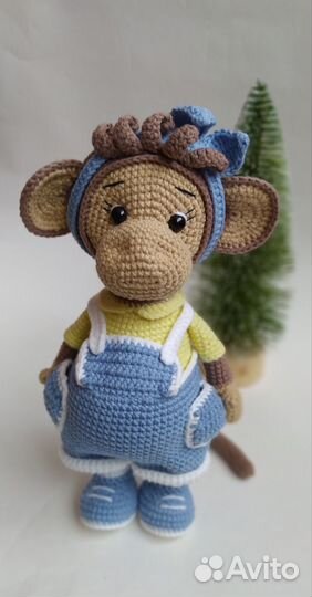 Игрушка вязаная обезьяна мартышка