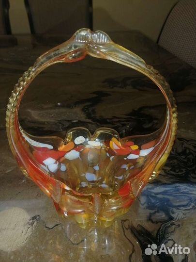 Конфетница цветное стекло СССР