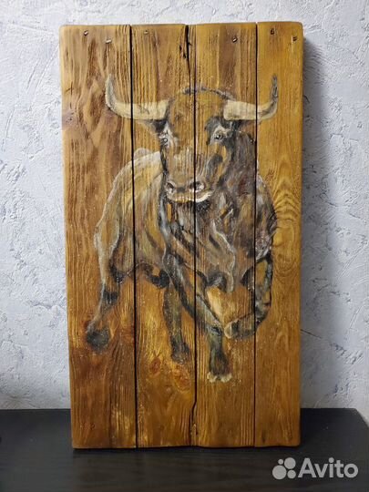 Картина на старых амбарных досках 