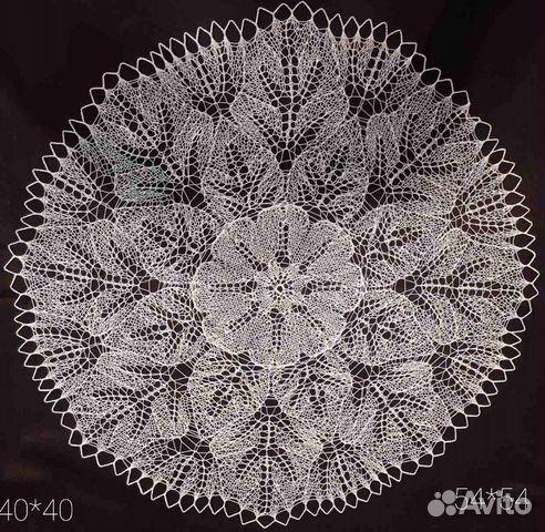 Ажурная вязаная салфетка спицами