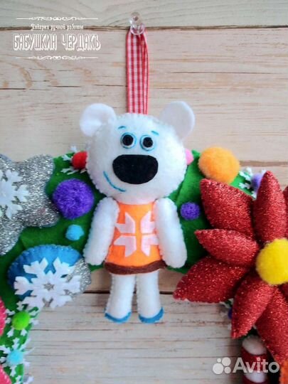 Новогодний венок 'Мишки'. Ручная работа