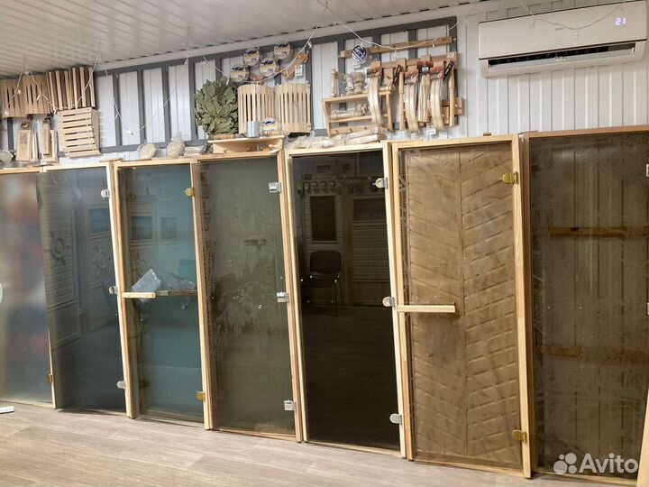 Двери для бань и саун стекло/дерево