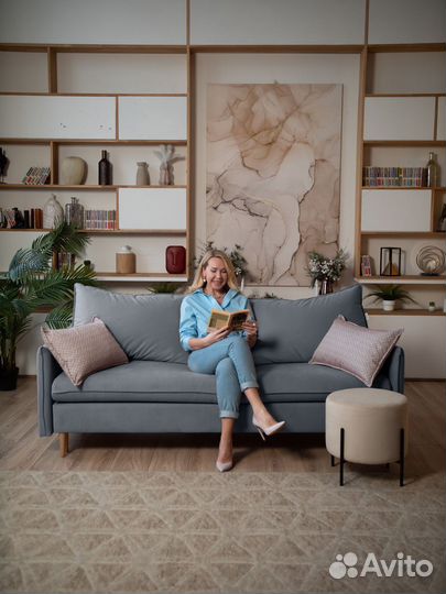 Диван новый тканевый прямой серый Сканди