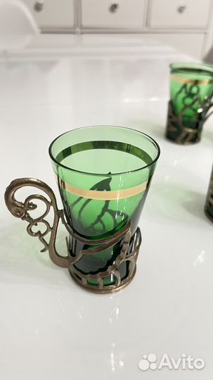 Рюмки с подстаканиками - латунь