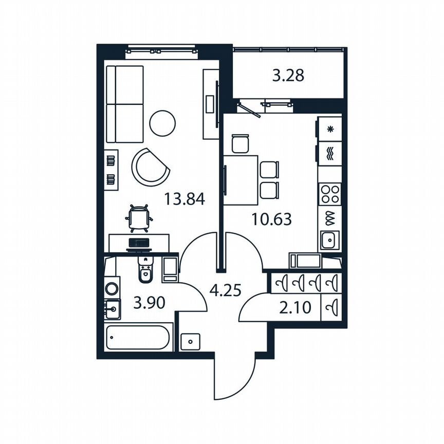 1-к. квартира, 36,4 м², 12/12 эт.