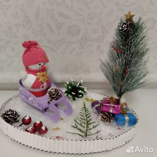 Поделка Снеговик на санках