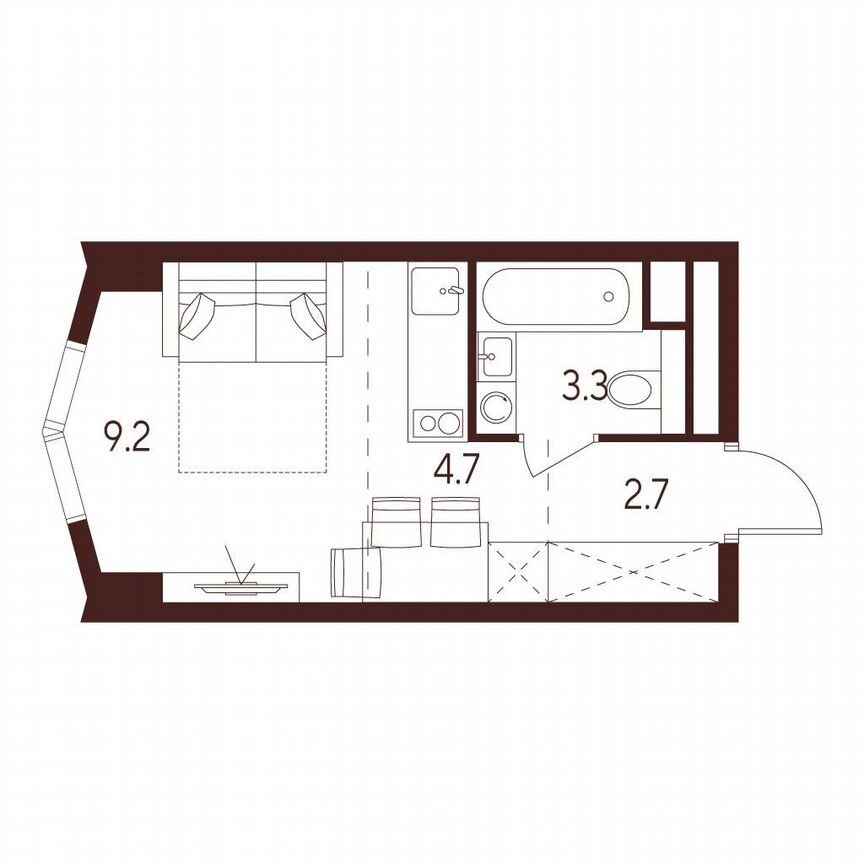Квартира-студия, 19,9 м², 5/28 эт.