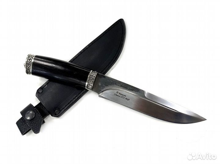 Нож Беркут, кованая Х12мф, черный граб, мельхиор