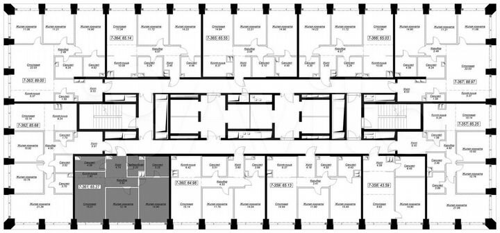 2-к. квартира, 65,1 м², 27/55 эт.