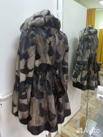Шуба норковая с капюшоном
