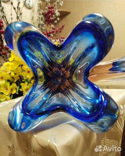 Ваза Богемское стекло чсср 70-е. Винтаж