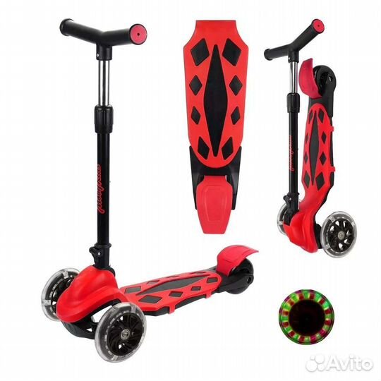Самокат складной, колеса светятся