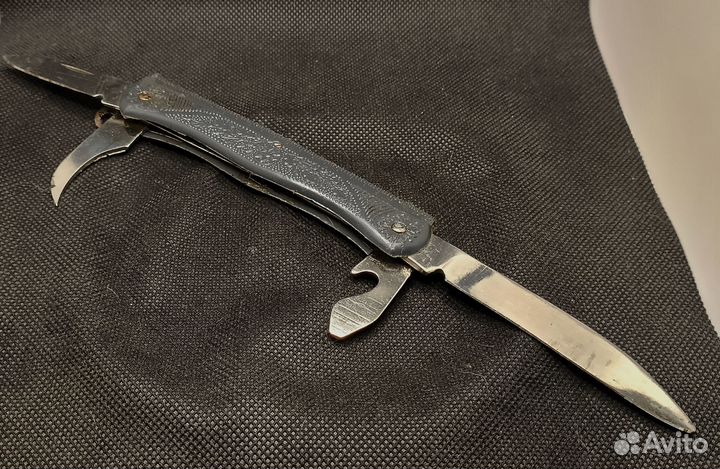 Нож СССР складной 4-х предметный серый
