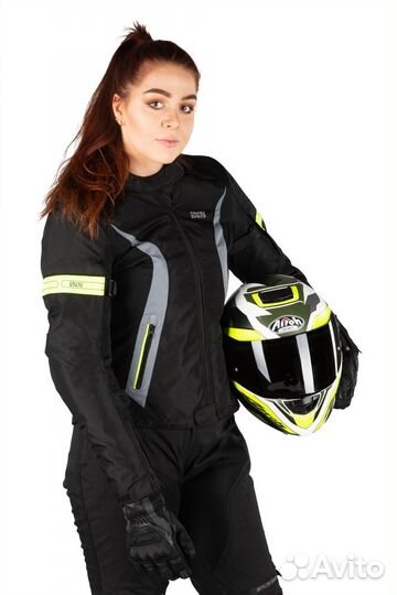 IXS Women’s Sport 5/8 ST Jacket Black-Grey-Yellow Черный