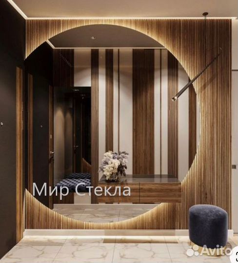 Зеркало с подсветкой в ванную, полукруглое