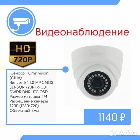 Видеонаблюдение. Купольная HD камера на 1 Mpx