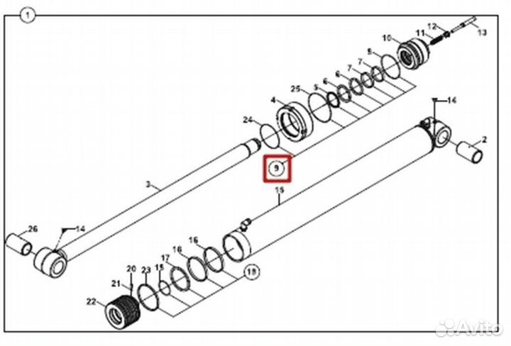 Ремкомплект г/ц подъема стрелы (оголовок) Hidromek