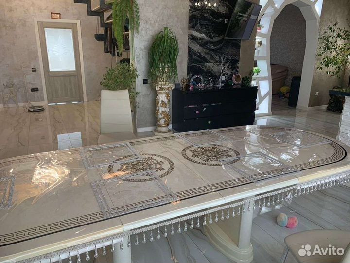 Силиконовая скатерть гибкое стекло с кружевом